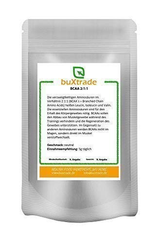 5 x 1 kg BCAA | 2:1:1 | geschmacksneutral | L-Leucin | L-Isoleucin | L-Valin | Pulver | 2 kg