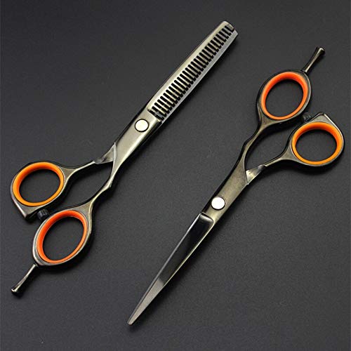 5,5 Zoll 4-Farben-Set zum Effilierscheren für den Haarschnitt, Friseurschere mit flach geschnittenen Zähnen, Friseurschere, Haarschneideschere (Gold) (Schwarz)