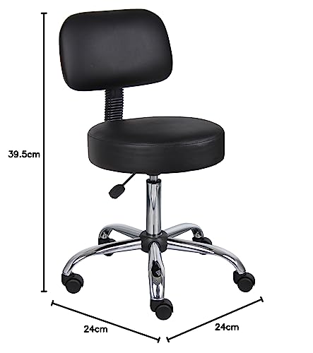 Boss Office Products Be Well Medical Spa Stool With Back In Vinyl, Black #TOP2