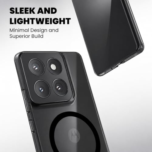Image of Elzzi Anti Scratch Semi Translucent Cover for Moto Edge 70 Fusion Case, Premium PC + TPU Magnetic Phone Cases Drop Proof, Compatible with Magsafe Slim Never Yellowing Shockproof