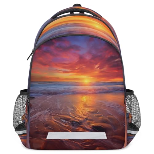 Dusk Pattern Kids Backpack for Girls Elementary Primary Middle School Bag for Teens Childs Beach Bookbag Back to School Bag