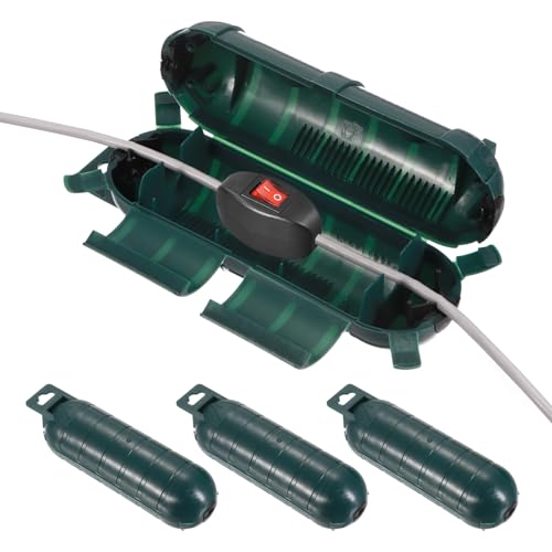sourcing map Lot de 3 cache-câbles pour l'extérieur, étanches IP44, boîte de connexion électrique, protection pour prise de courant, lumière de Noël, vert