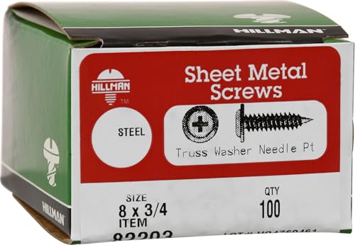 Hillman 82203 #8 x 3/4-Inch Modified Truss Lath Self Piercing Screw, 100-Pack, zinc