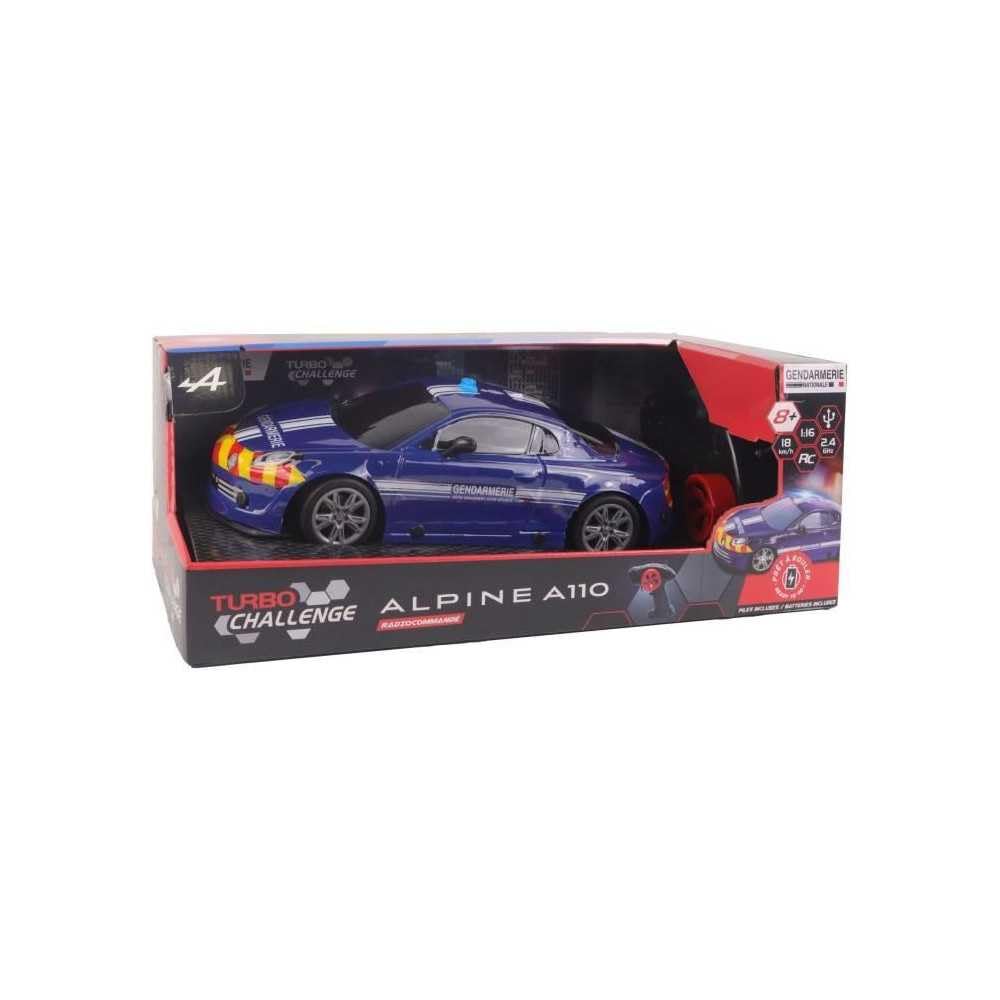 TURBO CHALLENGE - Alpine A110 - Gendarmerie - 1/16-099215 - Samochód zdalnie sterowany - Niebieski - Gotowy do jazdy - Akumulator i baterie w zestawie - Plastik - Dzieci - Dla dzieci od 8 lat