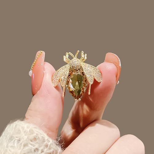 Image of Bee Pin and Brooch - Women's Retro Honeycomb Fashion Rhinestone Sunflower Brooch - Cute Cartoon Personality Enamel Oil Drop Color Insect Pin