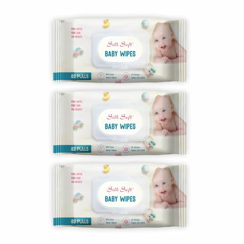 Image of 99% Pure Water Baby Wet Wipes - 246 Wipes (82 x 3 Packs) | Fragrance-Free, Alcohol-Free & Hypoallergenic | Extra Thick, Moisturizing & Gentle on Sensitive Baby Skin