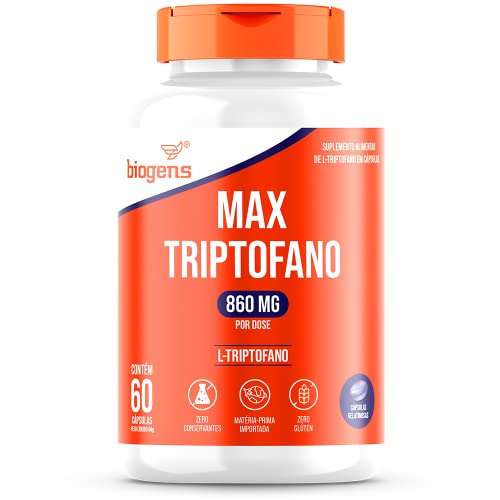 Max triptofano, 860mg L-triptogano, 60 cápsulas, Biogens