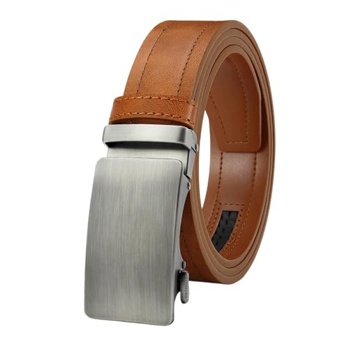 Men's Metal Automatic Buckle Belt, Pu Leather Belt, Suitable For Business Casual Wear 40Akk679w-Ta 135cm