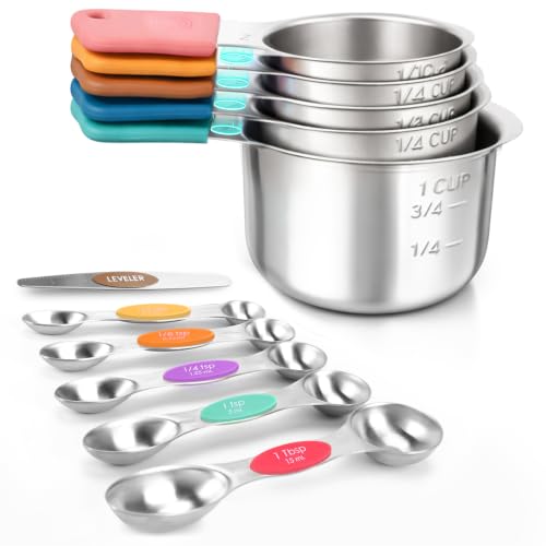 Set de Vasos y Cucharas Medidoras Magnéticas DIYORA de Acero Inoxidable miniatura 1