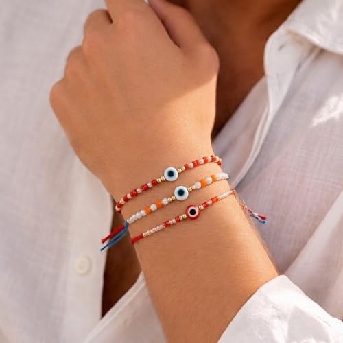 Image of Peora Evil Eye & Crystals Studded Rakhi for Brother Bhaiya | Red Thread | Raksha Bandhan Hamper with Roli Chawal Greeting Card
