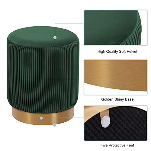 Duhome Modern Round Velvet Ottoman Footrest Vanity Stool Dark Green #TOP3