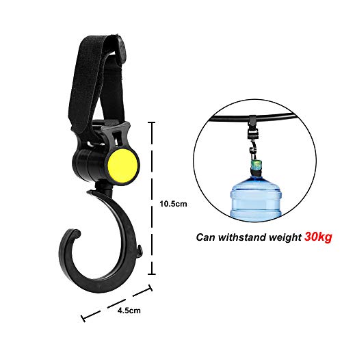 4Pcs Kinderwagen Haken, Mehrzweck Aufhänger mit Anti-Rutsch-Strap für Kinderwagen, Stroller, Buggys, Pram, Fahrrad, Rollstuhl, Motorrad