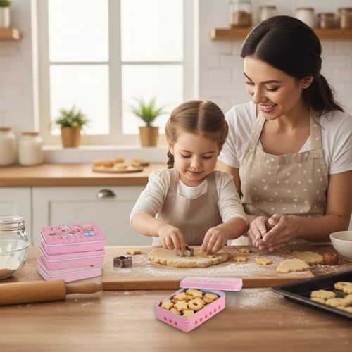 Image of HASTHIP 4 Pcs Mini Tin Box - Small Pink Box With Lids Rectangle Trinket Tinplate Container Metal Mini Portable Jewellery Boxs for Candies, Earrings, Jewelry, Craft