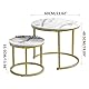 IBUYKE Runder Nisttisch, Abnehmbarer 2er Set Couchtische, Stapelsofa Beistelltisch, Beistelltisch, für Wohnzimmer, Schlafzimmer, Büro, Balkon, Wohnung, Weiß und Gold TMJ062G