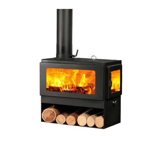 Poêle à Bois en Fonte avec,Four à Bois Permanent,Utilisation Facile,avec fenêtre de visualisation,l'appartement et la Maison de Vacances