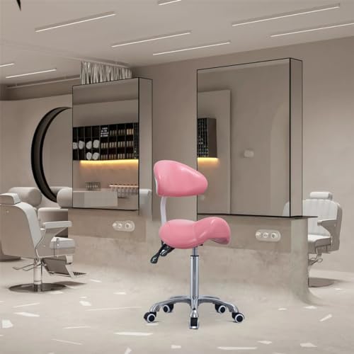 Image of Antlu Saddle Stool Rolling Chair with Back Support,Esthetician Tattoo Dental Lash Chairs for Eyelash Tech Massage Salon(Pink,with Backrest)