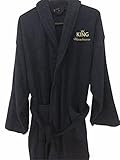 Nashville print factory Bademantel Morgenmantel Bestickt mit Ihrem Wunschname und Motiv/King & Queen/Krone Gold Partner-Look Sauna Bad Name (M/L, King + Name)