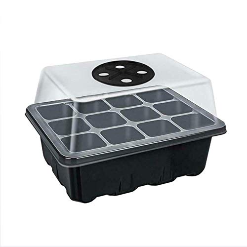 Wiederverwendbare 12-Zellen-Samen-Anlasser-Tabletts Mit Deckel, Plastikpropagatoranlage Wachsen Kit Mit Einstellbarer Entlüftung Für Greenhouse-Saating-Keimung (10 Stück) Cover