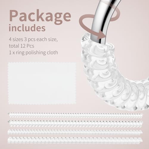 Ring Sizers for Loose Rings - 12 Pack, 4 Sizes Ring Resizer, Invisible Guards Design for Women & Men, Spacers and Tighteners, Fits Bands Up to 6mm, Reduces Size by 0.5-1.5, by Ottemax - Thumbnail 4