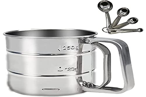 Gralara Mehlsieb Mit Kurbel - Edelstahl Mehlsiener Für Perfektes Backen