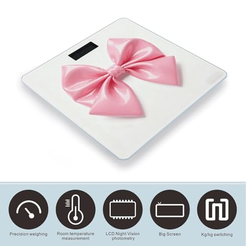 Báscula digital de baño Pink Bow, vidrio templado, pantalla LCD miniatura 3