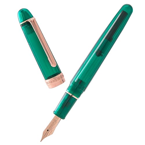 Natami Fountain Pen Fine Nib Transparent Clear Ink Converter Smooth Flow Rose Gold Trim Gift Leather Pouch Platinum Calligraphy Gift Case