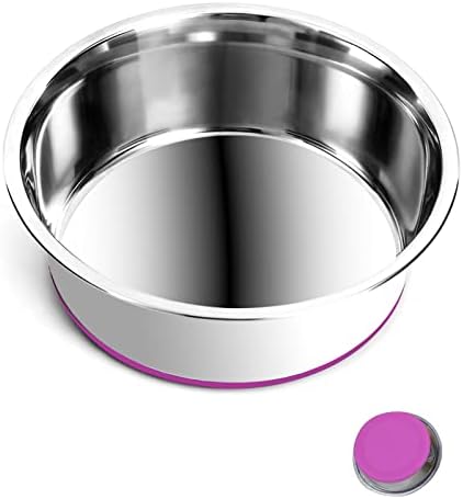 SUOXU Thick Stainless Steel Dog Bowl, Dog Cat Plate Bowls With Non-slip silicone Bases,Puppy Feeding Bowls,Dishwasher Safe Dog Cat Water Bowls and Feeder BowlsS-14cm