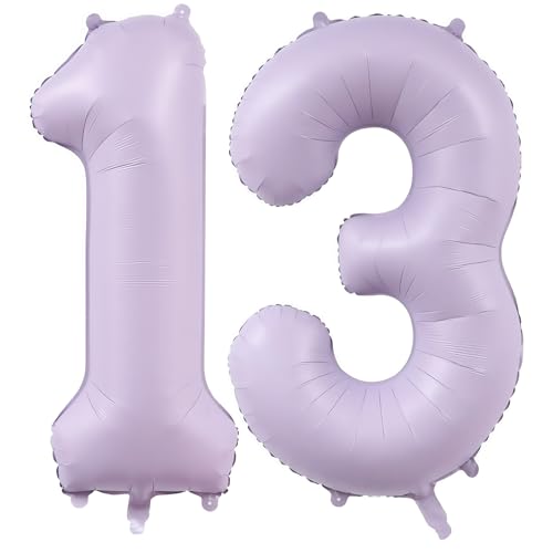 Image of Pastel Purple 13 Number Balloons,40 Inch Light Purple 13 Balloons Large Helium Foil Mylar Number Balloon for Birthday Party Anniversary Decorations