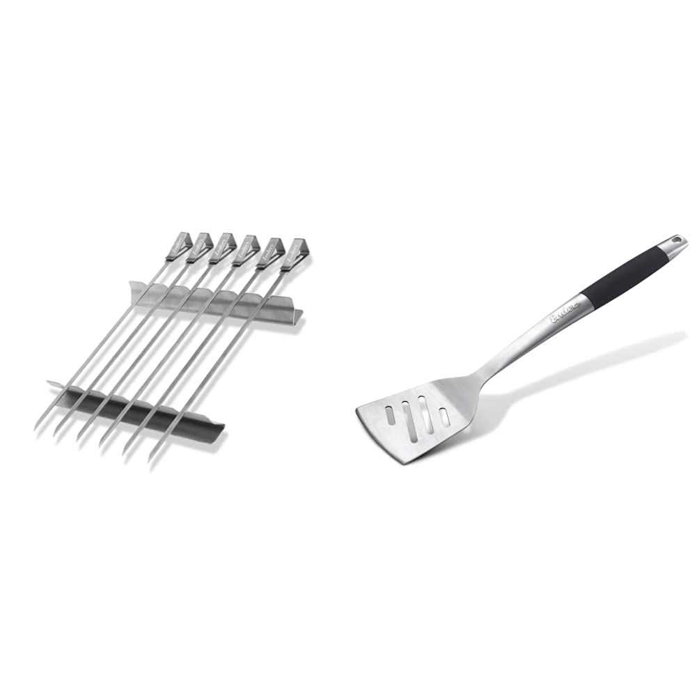 Enders® SCHASCHLIKSPIESS-Set Edelstahl 8802 & ® Premium GRILLWENDER Edelstahl 8788 Griff mit Soft-Touch-Beschichtung, Grill-Zubehör, Gasgrill BBQ, schwarz