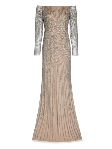 Adrianna Papell Women's Beaded Off Shoulder Gown4