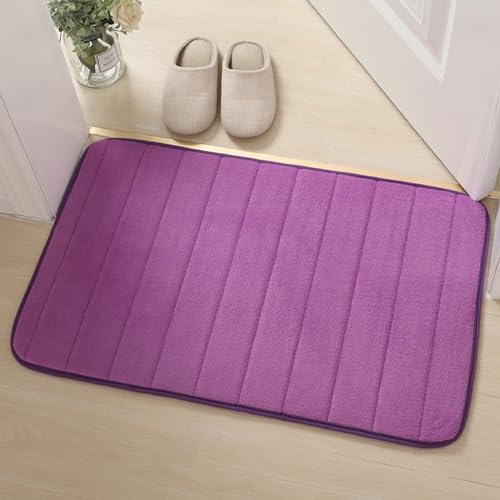 Tapis de bain violet 80x120 cm en mousse à mémoire de forme - 2