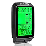 ICOCOPRO Bike Computer Bicycle Odometer Speedometer Wireless Waterproof Large LCD Display 5 Languages Options Cycle Computer Automatic Wake-up & Sleep Multifunction