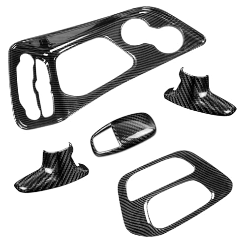 CTMAOYI 5Pcs Carbon Fiber Shifter Panel & Knob Cover Trim Set for 2015-2025 Dodge Challenger Charger, ABS Interior Center Console Accessories by CTMAOYI - Used condition - US$55.70