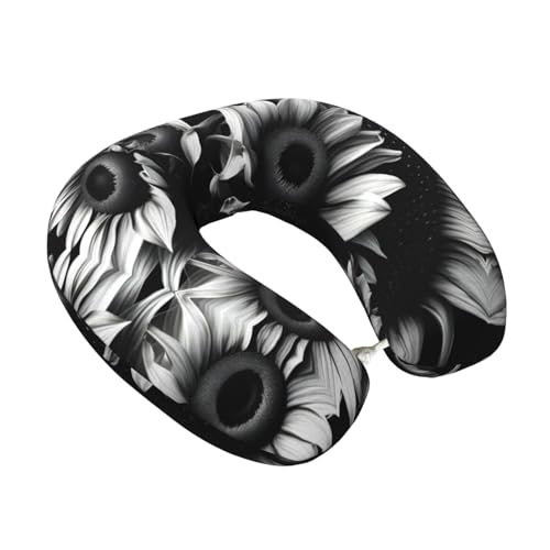 Almohada de viaje con diseño en negro y blanco miniatura 2