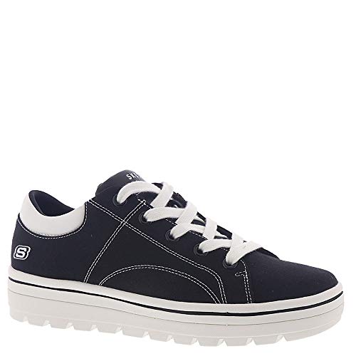 Skechers Skechers Women's Street Cleat. Canvas Contrast Stitch lace up Sneaker Shoe, Black, 5 M US