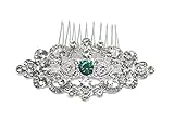 Impresionante peine de pelo de cristal verde esmeralda estilo vintage Art Deco.