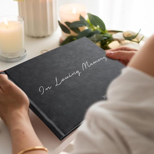 Image of Funeral Guest Book - Celebration of Life Guest Book with Rollerball Pen for Memorial Service - Funeral Memory Sign in Books for Over 300+ Guests - Funeral Decorations with In Loving Memory Table Sign