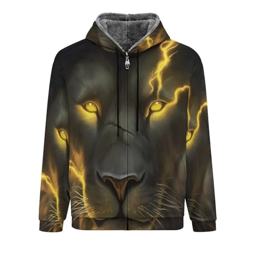 Cardigans lion éclair jaune homme veste polaire zippée