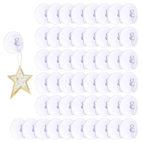 TenaLucy 50 Piezas Ventosas para Cristal,Gancho Ventosa Gancho Adhesivo Suction Cup Hooks Ventosas de Transparente Ventosas con Ganchos de Succión,Cuelga Facil,para Superficies Lisas Ganchos(4cm)