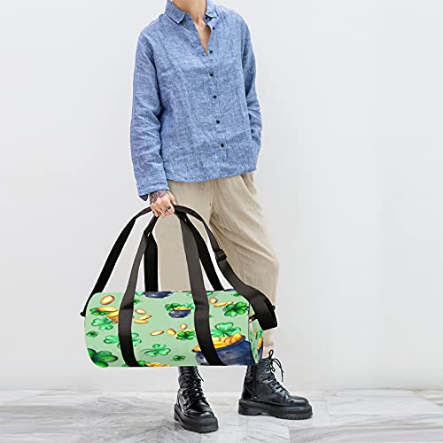 Bright Clover Gold Coin Jar Gym Travel Duffle Bag Impermeável Alta Capacidade Hospital Weekender Bag