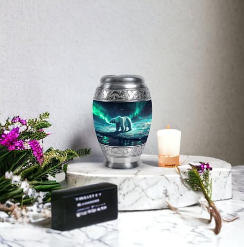 Image of Polar Bear Burial Urn for Ashes - Urns for Adult Male & Female - Memorial Ashes Urn - Cremation Burial Urns - Urn for Adult Ashes - 3 Inch Pack of 1 - Funeral Urns for Ashes