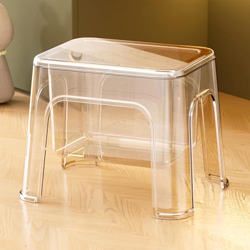 Asiento de ducha versátil y transparente, taburete de vanidad con almacenamiento mo 3