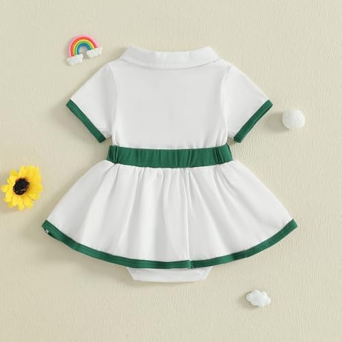 Gureui Toddler Baby Girl Masters Golf Outfit Short Sleeve Romper Dress Onesie Infant Newborn Summer Clothes, A White Golf, 6-12 Months — view 3
