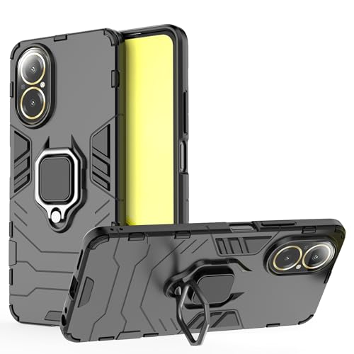ESTH® Funda para Realme C67 4G con Giratorio Soporte de 360° [5X Grado Militar Anti-caída Protección] Carcasa Parachoque PC + TPU, Negro
