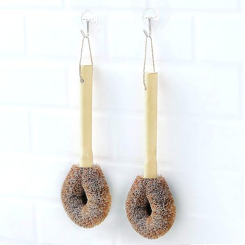 Image of 4 PCS Coconut Coir Dish Brush Household Cleaning