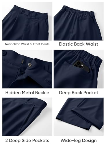 Image of JMIERR Mens Baggy Casual Dress Pants Lightweight Pleated Old Money Wide Leg Pants Loose Relaxed Fit Trousers