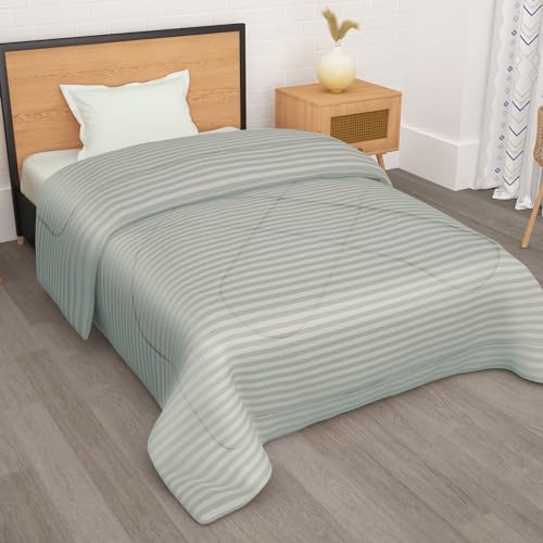 Image of Single Bed Comforter 180 GSM Reversible Microfiber | Comforter Single | AC Comforter Single Bed | Lightweight All Season Comforter | Blanket Single Size - Light Grey