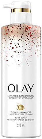 Olay Exfoliating & Moisturizing Body Wash With Sugar, Cocoa Butter, & Vitamin B3, 17.9 Fl Oz, 4.673 Lb