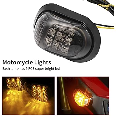 Anxingo 2PCS 12V Amber Motorcycle 9 LED Flush Mount Turn Signals Indicators Blinker Light Suitable for All 12V Motorcycles