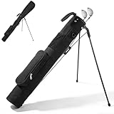 Golf Stand Bag, Golfbag mit Verstellbaren Schultergurten-2-Wege-Teiler, 2 Taschen, Golf Standbag Leicht für Herren & Damen, für die Driving Range, Kurzplatz, und Executive Kurse (Schwarz)